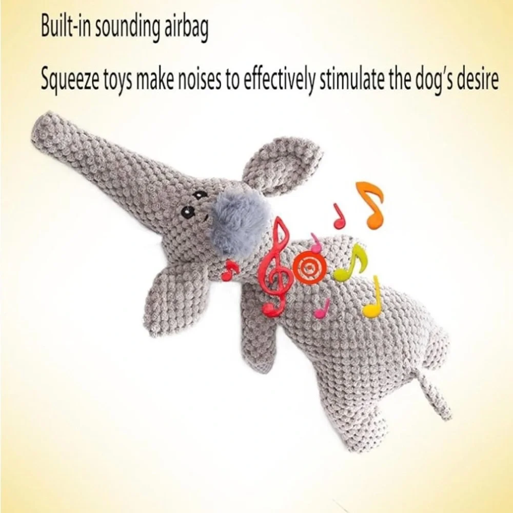 🐘 Gray Elephant Plush Indestructible Dog Toy